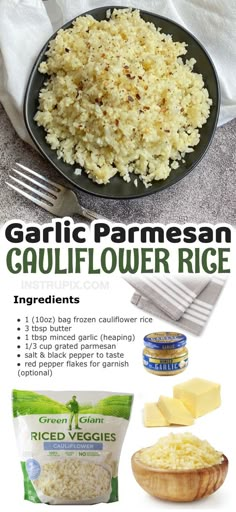 garlic parmesan cauliflower rice recipe with instructions