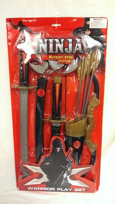 an assortment of ninja action toys in a package