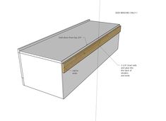 the bottom section of a cabinet with measurements and details for it to be built into