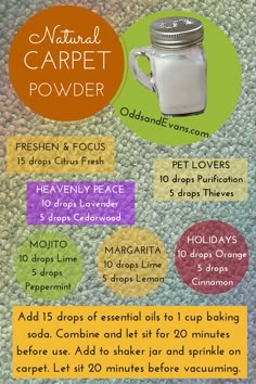 a poster with instructions on how to use natural carpet powder