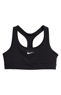 Keep your young athletic star supported and comfortable during practice in this medium-impact sports bra designed with moisture-wicking Dri-FIT technology. Flatlock seams sit smoothly against skin, and the racerback design and elastic chest band fit snugly while letting them move freely. Dri-FIT moisture-wicking technology Lined 82% polyester, 18% elastane Machine wash, tumble dry Imported Nike Sports Bra Aesthetic, Sports Bra Aesthetic, Cute Sports Bras, Sports Bra Nike, Cute Sports Bra, Sports Bra Design, Bra Nike, Nike Accessories, Nike Sports Bra