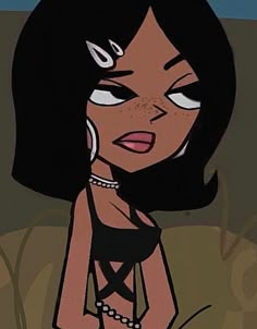 an animated image of a woman with black hair