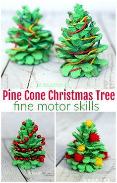 pine cone christmas tree craft for kids to make