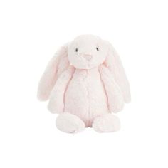 a pink bunny stuffed animal on a white background