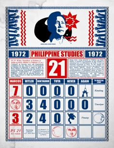 an old poster with numbers and symbols on it