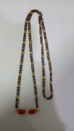 Long Black Beads Chain Indian Gold, Karimani Mangalsutra, Coral Mangalsutra, Karimani Chain Designs, Long Black Beads Mangalsutra Designs, Padma Priya, Thali Chains, Traditional Mangalsutra