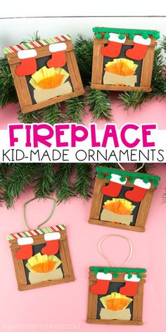 some paper bags with food on them and the words fire place kid - made ornaments