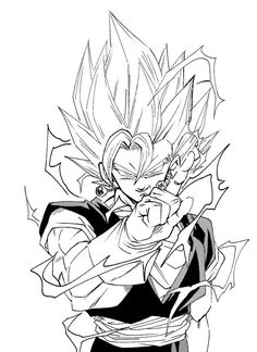 a black and white drawing of gohan