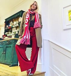 Wide Leg Outfits, Red Wide Leg Trousers, Wide Leg Outfit, Football Scarf, Cotton House, Scarf Trends