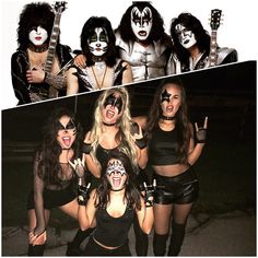 DIY costume | Halloween | college costume | group costume Kiss Halloween Costumes, Sandy Grease, Kiss Costume, Friend Costumes, Halloween Coustumes, Holloween Costume, Diy Kostüm, Halloween Costumes Friends