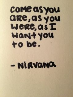 the words are written in black ink on a white paper with an image of nirvana