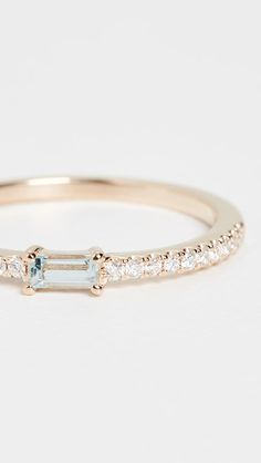 My Story 14k The Julia Birthstone Ring - Aquamarine | SHOPBOP Stackable Birthstone Rings, Aquamarine Birthstone, Stunning Diamond Rings, October Birthstone Jewelry, Mom Ring, Sparkly Things, Initial Ring