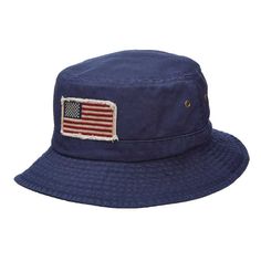 Classic cotton twill bucket hat with embroidered American flag for men and women. 2.5" wide stitched, bound brim. Two metal eyelets on both sides. Frayed USA flag patch on front. 100% cotton. HOMAGE USA hat. Hats For Small Heads, Safari Hat, Outdoor Hats, Timeless Classic Style, Flag Patches, Hat For Man, Wearing Clothes, Summer Hats, Color Khaki