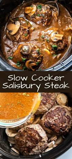 slow cooker salisbury steak with mushrooms and gravy