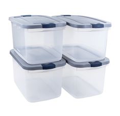 PRICES MAY VARY. MID TO LONG-TERM STORAGE: Perfect for attics, basements and garage storage where temperatures may fluctuate from hot to cold. Equipped with an audible snap-tight lid to ensure your items are protected from dust and pests. Built in handles make these totes easy to carry. Clear base makes locating and accessing belongings easier. HEAVY DUTY: Break-Resistant Material with the strength and durability of a Roughneck tote, these clear totes will not crack or buckle. 2X Stronger than o Stackable Plastic Storage Bins, Plastic Storage Totes, Storage Totes, Stackable Storage Bins, Lid Organizer, Plastic Storage Bins, Plastic Bins, Tote Storage, Stackable Storage