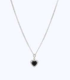 The Black Sweetheart Chain Black Heart Pendant Chain Jewelry, Black Chain Necklace For Valentine's Day, Black Valentine's Day Necklace, Valentine's Day Black Chain Necklace, Black Crystal Necklace, Chain Choker, Black Crystals, Steel Chain, Stainless Steel Chain