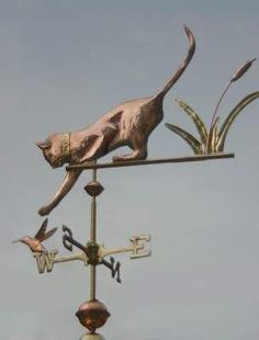 a cat weather vane on top of a building