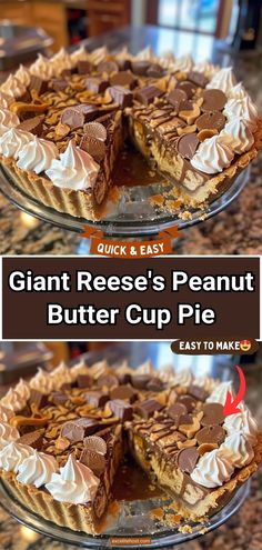 the giant reese's peanut butter cup pie is ready to be eaten