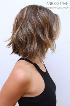 Brunette Shaggy Bob, Shoulder Length Hair Cuts With Layers Choppy, Angelic Hair, Shoulder Haircut, Anh Co Tran, Shoulder Length Bob, Cut Her Hair, Celebrity Hair Stylist, Shoulder Length Hair