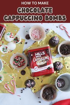 Want a fun way to skip the coffee shops this season? Bring the coffee shop home with some fun and festive Homemade Chocolate Cappuccino Bombs instead! | Festive Cappuccino Bombs | Chocolate Coffee Bombs Recipe | grainfreetable.com Coffee Bomb Recipe, Gluten Free Chocolate Recipes, Mint Mocha, Chocolate Cappuccino, Chocolate Sugar Cookies, Cocoa Tea, Chocolate Marshmallows