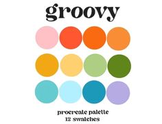 the words grooy are written in different colors and sizes, including oranges, green