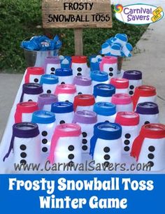 the frosty snowball toss game is ready to be played at winter games for kids