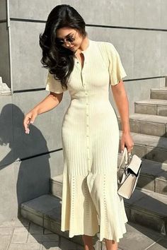 Job Outfits, Long Knitted Dress, Slim Dress, Ribbed Dress, Dresses 2024, Fashion Elegant, Color Dress, Maxi Knit Dress, Knitted Dress