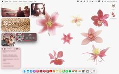 a desktop computer screen with various images and flowers on it's wallpapers