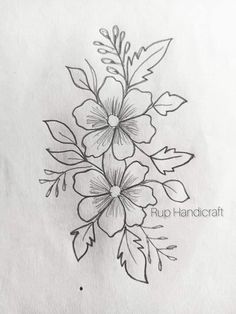 a drawing of some flowers on a piece of paper