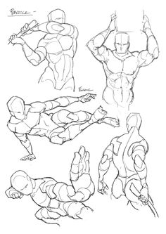 an image of some character sketches from the animated movie iron man, which is being drawn by