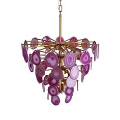 a purple chandelier hanging from the ceiling