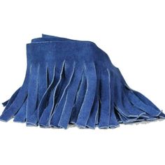 a blue blanket with fringes on it