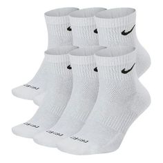 Nike Unisex Everyday Plus Cushioned Sock 6 Packs White SX6899-100 (Couple/Logo Pattern) Nike Ankle Socks, White Nike Socks, Quarter Socks, Nike Socks, White Socks, White Nike, Athletic Socks, Nike Store, Ankle Socks