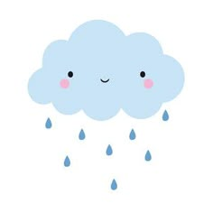 a cartoon cloud with rain drops coming out of it's eyes and smiling face