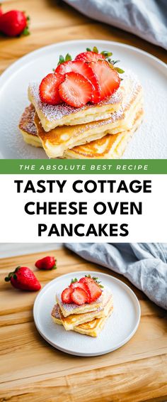 Image for Tasty Cottage Cheese Oven Pancakes Cottage Cheese Cinnamon Roll Pancakes, Cottage Cheese Sheet Pan Pancakes, Cottage Cheese Banana Pancakes, Oven Pancake Recipe, Pancakes With Strawberries, Pancake Casserole, Whipped Cottage Cheese, German Pancakes Recipe, Cottage Cheese Recipes Healthy