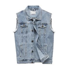 PRICES MAY VARY. FIT: A modern classic fit and with a soft, lightweight feel and 2 hand pockets make this denim vest a staple for comfortable outdoor activity. MADE: Unique retro sleeveless jean jacket uses tough stiches, sturdy buttons, non-chemical tasted.It is suitable for hiking,traveling,riding,driving,walking,casual and other sports. can be worn with a variety of outfits. VERSATILE: Several storage pockets are sewn into this mens jean vest. Use them to store valuable items such as your pho Mens Casual Jeans, Faux Leather Motorcycle Jacket, Vest For Men, Fashion Media