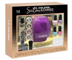 L.A. Colors Salon Soiree 14-Piece Manicure Gift Set | Big Lots Nails Box, Nail Polish Gift, Cute Nail Polish, Snowflake Sticker, Professional Manicure, Nail Drills, Gel Nail Colors, Nail Dryer, Nail Polish Sets