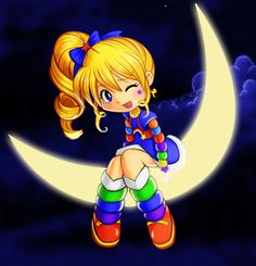 A Girl, Deviantart, Moon, Rainbow, Art