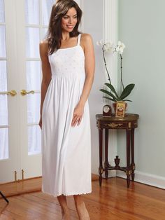 Nicola - Luxury Nightwear - For moments never to be forgotten, this enchanting gown of softest pima cotton jersey is what memories are made of.  #nightwear #gown #schweitzerlinen To Love And Be Loved, Luxury Nightwear, Girls Nightwear, Eileen West, Matching Robes, Cute Lazy Outfits, Mommy Style, Lazy Outfits, Clothes Sewing Patterns