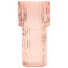 a pink glass vase on a white background