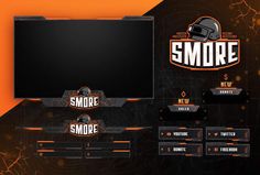 the smore logo is displayed on an orange and black background