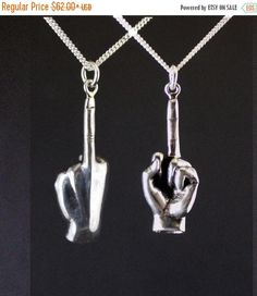 ON SALE Fuck off pendant jewelry, fuck off charm, fuck you middle finger, hand gesture, up yours sterling silver, rebel jewelry Valentine's Anatomy Jewelry, Peace Sign Necklace, Funny Gift Ideas, Hand Gesture, Hand Necklace, Harry Louis, Face Earrings, Earring Trends, Wire Necklace