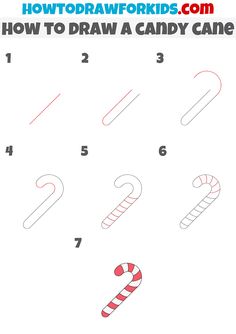 how to draw candy canes for kids with step by step instructions on how to draw