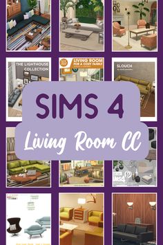 a collage of living room furniture and decor items with the text sims 4 living room