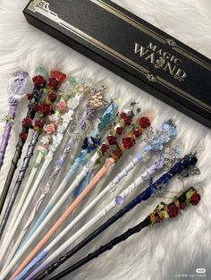 the wands are all different colors and sizes