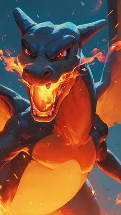 a close up of a dragon with fire in its mouth