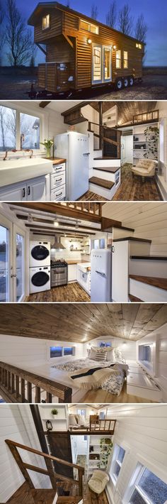 the inside and outside of a tiny house