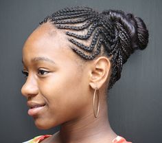 Cornrows top bun braids hairstyle Side Braid Bun, Homemade Hair Dye, Zig Zag Braid, African American Braided Hairstyles, Scalp Braids, Weave Hairstyles Braided, Braid Bun, Summer Braids, Short Hair Black