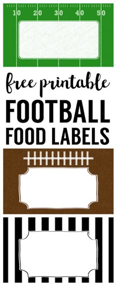 printable football labels with the words free printable football food labels in black and white