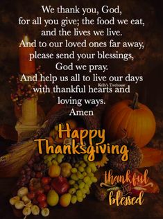 a thanksgiving greeting with pumpkins, gourds and candles